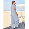 imageCicy Bell Womens Casual Striped Jumpsuits Summer Cap Sleeve Wide Leg Jumper Romper Button Down Travel Beach OutfitsBlue