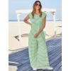imageCicy Bell Womens Casual Striped Jumpsuits Summer Cap Sleeve Wide Leg Jumper Romper Button Down Travel Beach OutfitsGreen