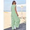 imageCicy Bell Womens Casual Striped Jumpsuits Summer Cap Sleeve Wide Leg Jumper Romper Button Down Travel Beach OutfitsGreen