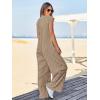 imageCicy Bell Womens Casual Striped Jumpsuits Summer Cap Sleeve Wide Leg Jumper Romper Button Down Travel Beach OutfitsKhaki