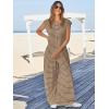 imageCicy Bell Womens Casual Striped Jumpsuits Summer Cap Sleeve Wide Leg Jumper Romper Button Down Travel Beach OutfitsKhaki
