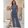 imageCicy Bell Womens Casual Striped Jumpsuits Summer Cap Sleeve Wide Leg Jumper Romper Button Down Travel Beach OutfitsNavy