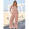 imageCicy Bell Womens Casual Striped Jumpsuits Summer Cap Sleeve Wide Leg Jumper Romper Button Down Travel Beach OutfitsRed