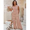 imageCicy Bell Womens Casual Striped Jumpsuits Summer Cap Sleeve Wide Leg Jumper Romper Button Down Travel Beach OutfitsRed