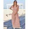 imageCicy Bell Womens Casual Striped Jumpsuits Summer Cap Sleeve Wide Leg Jumper Romper Button Down Travel Beach OutfitsRed