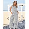 imageCicy Bell Womens Casual Striped Jumpsuits Summer Cap Sleeve Wide Leg Jumper Romper Button Down Travel Beach OutfitsWhite
