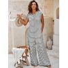 imageCicy Bell Womens Casual Striped Jumpsuits Summer Cap Sleeve Wide Leg Jumper Romper Button Down Travel Beach OutfitsWhite