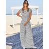 imageCicy Bell Womens Casual Striped Jumpsuits Summer Cap Sleeve Wide Leg Jumper Romper Button Down Travel Beach OutfitsWhite