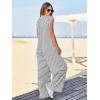 imageCicy Bell Womens Casual Striped Jumpsuits Summer Cap Sleeve Wide Leg Jumper Romper Button Down Travel Beach OutfitsWhite