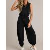imageCicy Bell Womens Casual Zip Up Jumpsuits Sleeveless Summer Workout Romper Drawstring Elastic Waist Loose Fit OutfitsBlack