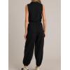 imageCicy Bell Womens Casual Zip Up Jumpsuits Sleeveless Summer Workout Romper Drawstring Elastic Waist Loose Fit OutfitsBlack