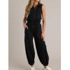 imageCicy Bell Womens Casual Zip Up Jumpsuits Sleeveless Summer Workout Romper Drawstring Elastic Waist Loose Fit OutfitsBlack
