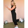 imageCicy Bell Womens Casual Zip Up Jumpsuits Sleeveless Summer Workout Romper Drawstring Elastic Waist Loose Fit OutfitsBlack
