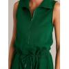 imageCicy Bell Womens Casual Zip Up Jumpsuits Sleeveless Summer Workout Romper Drawstring Elastic Waist Loose Fit OutfitsDark Green