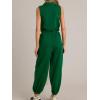 imageCicy Bell Womens Casual Zip Up Jumpsuits Sleeveless Summer Workout Romper Drawstring Elastic Waist Loose Fit OutfitsDark Green