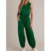 imageCicy Bell Womens Casual Zip Up Jumpsuits Sleeveless Summer Workout Romper Drawstring Elastic Waist Loose Fit OutfitsDark Green