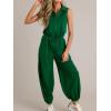 imageCicy Bell Womens Casual Zip Up Jumpsuits Sleeveless Summer Workout Romper Drawstring Elastic Waist Loose Fit OutfitsDark Green