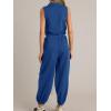 imageCicy Bell Womens Casual Zip Up Jumpsuits Sleeveless Summer Workout Romper Drawstring Elastic Waist Loose Fit OutfitsNavy
