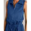 imageCicy Bell Womens Casual Zip Up Jumpsuits Sleeveless Summer Workout Romper Drawstring Elastic Waist Loose Fit OutfitsNavy