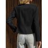 imageCicy Bell Womens Cropped Blazer Jacket Long Sleeve Work Trendy Casual Tops Double Buckle Collarless JacketsBlack
