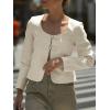 imageCicy Bell Womens Cropped Blazer Jacket Long Sleeve Work Trendy Casual Tops Double Buckle Collarless JacketsLight Khaki