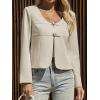 imageCicy Bell Womens Cropped Blazer Jacket Long Sleeve Work Trendy Casual Tops Double Buckle Collarless JacketsLight Khaki