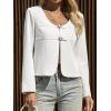 imageCicy Bell Womens Cropped Blazer Jacket Long Sleeve Work Trendy Casual Tops Double Buckle Collarless JacketsWhite
