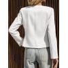 imageCicy Bell Womens Cropped Blazer Jacket Long Sleeve Work Trendy Casual Tops Double Buckle Collarless JacketsWhite