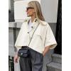 imageCicy Bell Womens Oversized Cropped Trench Coats Single Breasted 34 Cape Sleeve Trendy Casual Jackets Button up OuterwearBeige