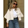 imageCicy Bell Womens Oversized Cropped Trench Coats Single Breasted 34 Cape Sleeve Trendy Casual Jackets Button up OuterwearBeige