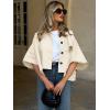 imageCicy Bell Womens Oversized Cropped Trench Coats Single Breasted 34 Cape Sleeve Trendy Casual Jackets Button up OuterwearBeige