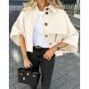 imageCicy Bell Womens Oversized Cropped Trench Coats Single Breasted 34 Cape Sleeve Trendy Casual Jackets Button up OuterwearBeige