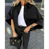 imageCicy Bell Womens Oversized Cropped Trench Coats Single Breasted 34 Cape Sleeve Trendy Casual Jackets Button up OuterwearBlack
