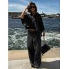 imageCicy Bell Womens Oversized Cropped Trench Coats Single Breasted 34 Cape Sleeve Trendy Casual Jackets Button up OuterwearBlack