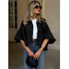 imageCicy Bell Womens Oversized Cropped Trench Coats Single Breasted 34 Cape Sleeve Trendy Casual Jackets Button up OuterwearBlack