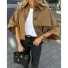 imageCicy Bell Womens Oversized Cropped Trench Coats Single Breasted 34 Cape Sleeve Trendy Casual Jackets Button up OuterwearCamel