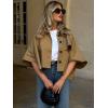 imageCicy Bell Womens Oversized Cropped Trench Coats Single Breasted 34 Cape Sleeve Trendy Casual Jackets Button up OuterwearCamel