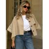 imageCicy Bell Womens Oversized Cropped Trench Coats Single Breasted 34 Cape Sleeve Trendy Casual Jackets Button up OuterwearKhaki