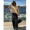 imageCicy Bell Womens Oversized Cropped Trench Coats Single Breasted 34 Cape Sleeve Trendy Casual Jackets Button up OuterwearKhaki