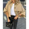 imageCicy Bell Womens Oversized Cropped Trench Coats Single Breasted 34 Cape Sleeve Trendy Casual Jackets Button up OuterwearKhaki