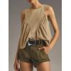 imageCicy Bell Womens Peplum Babydoll Tank Tops Summer Sleeveless Loose T Shirts Casual Shirred Flowy TopsKhaki