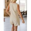 imageCicy Bell Womens Summer Casual Romper Button Down V Neck Sleeveless Short Jumpsuits Loose Fit Beach Vacation OutfitsLight Khkai