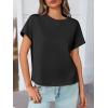 imageCicy Bell Womens Summer Short Sleeve T Shirts Casual Side Split Crew Neck Tunic Tops Loose Fit Basic TeesBlack
