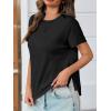 imageCicy Bell Womens Summer Short Sleeve T Shirts Casual Side Split Crew Neck Tunic Tops Loose Fit Basic TeesBlack