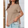 imageCicy Bell Womens Summer Short Sleeve T Shirts Casual Side Split Crew Neck Tunic Tops Loose Fit Basic TeesKhaki