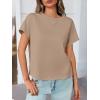 imageCicy Bell Womens Summer Short Sleeve T Shirts Casual Side Split Crew Neck Tunic Tops Loose Fit Basic TeesKhaki