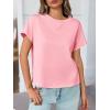 imageCicy Bell Womens Summer Short Sleeve T Shirts Casual Side Split Crew Neck Tunic Tops Loose Fit Basic TeesLight Pink