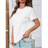 imageCicy Bell Womens Summer Short Sleeve T Shirts Casual Side Split Crew Neck Tunic Tops Loose Fit Basic TeesWhite