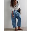 imageCicy Bell Womens Wide Leg Cropped Jeans Baggy Boyfriend Smocked Mid Rise Harem Denim PantsBlue