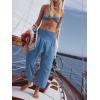 imageCicy Bell Womens Wide Leg Cropped Jeans Baggy Boyfriend Smocked Mid Rise Harem Denim PantsBlue